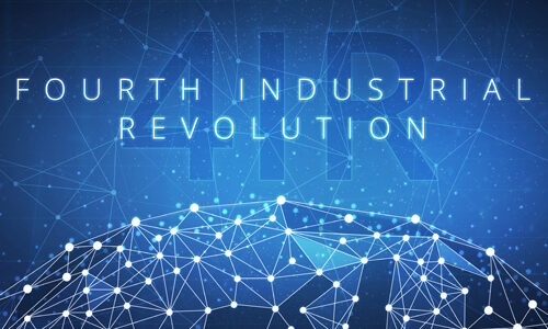 Fourth industrial revolution on hud banner.