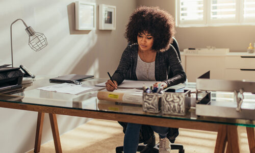 Woman working from home